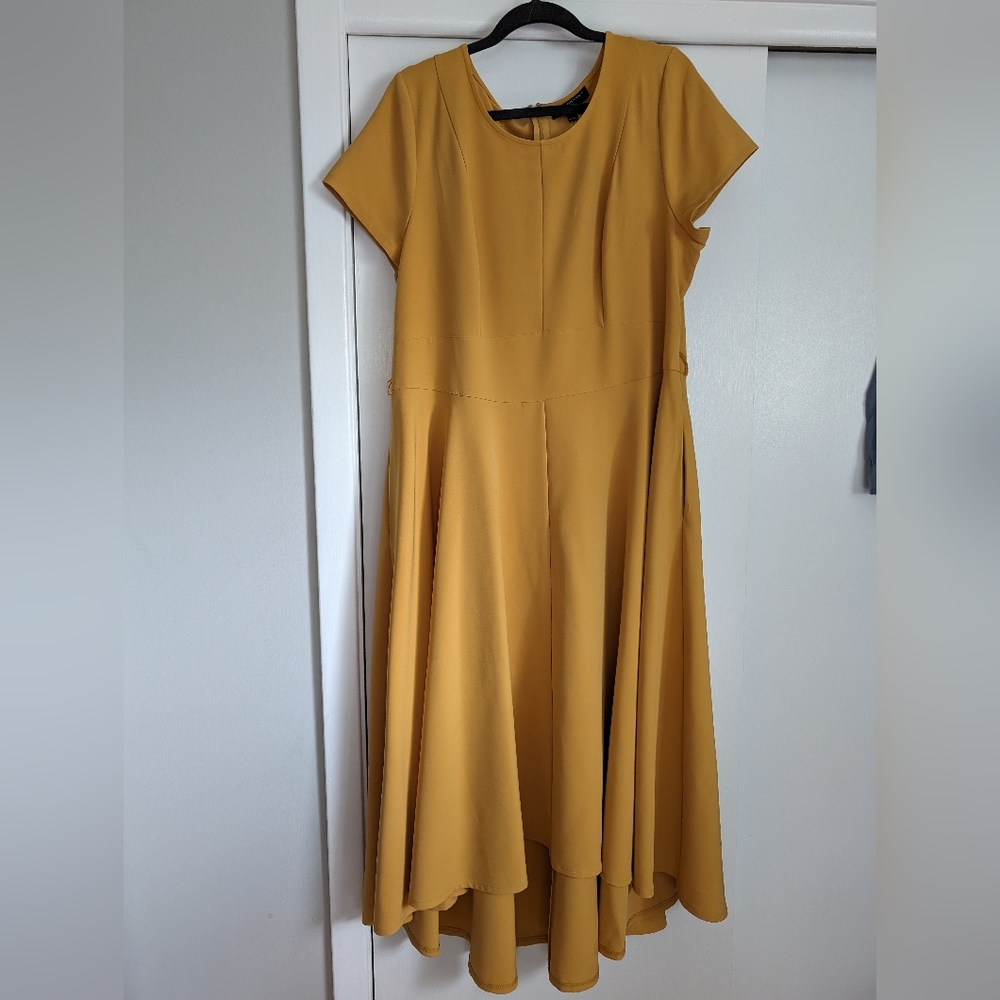 Lane Bryant Mustard Dress with high/low hem